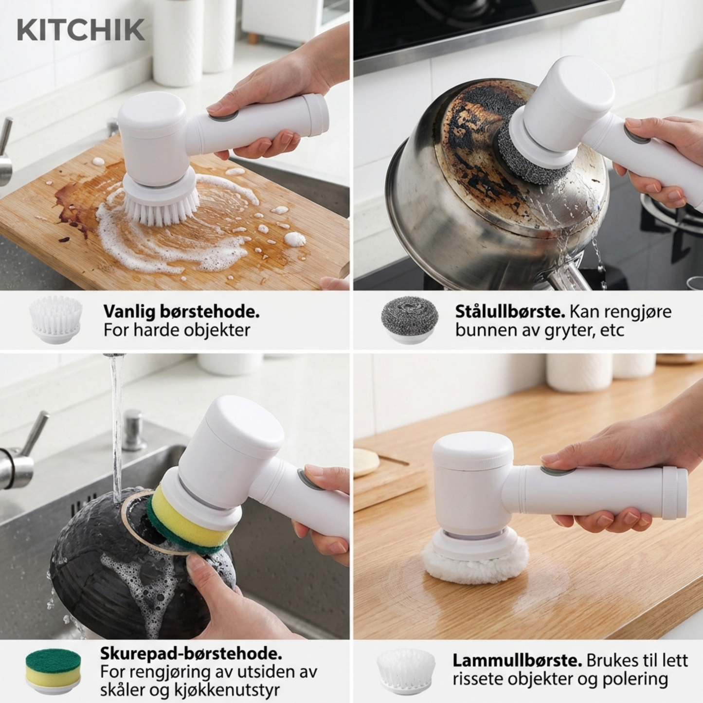 Kitchik PowerScrub Mini Børstesett – 5 deler