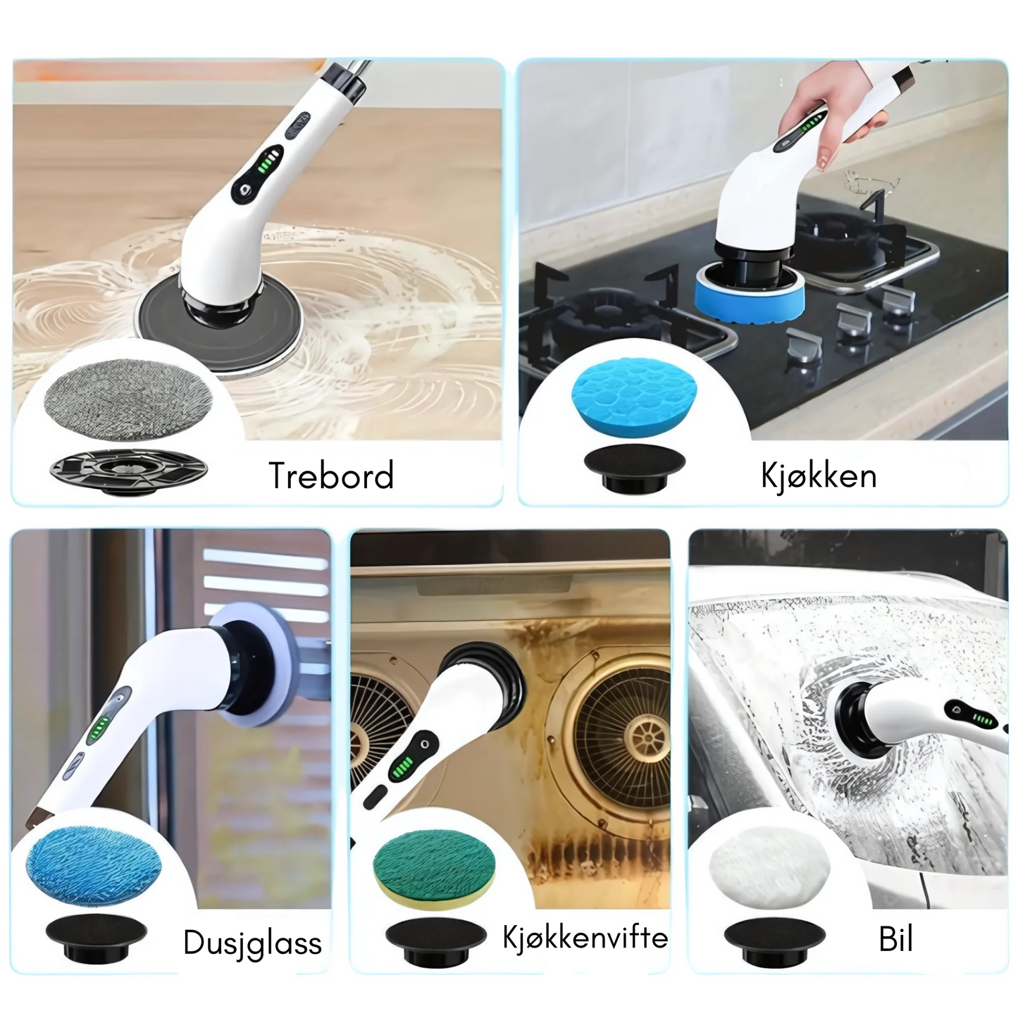 Kitchik PowerScrub Børstesett – 9 deler