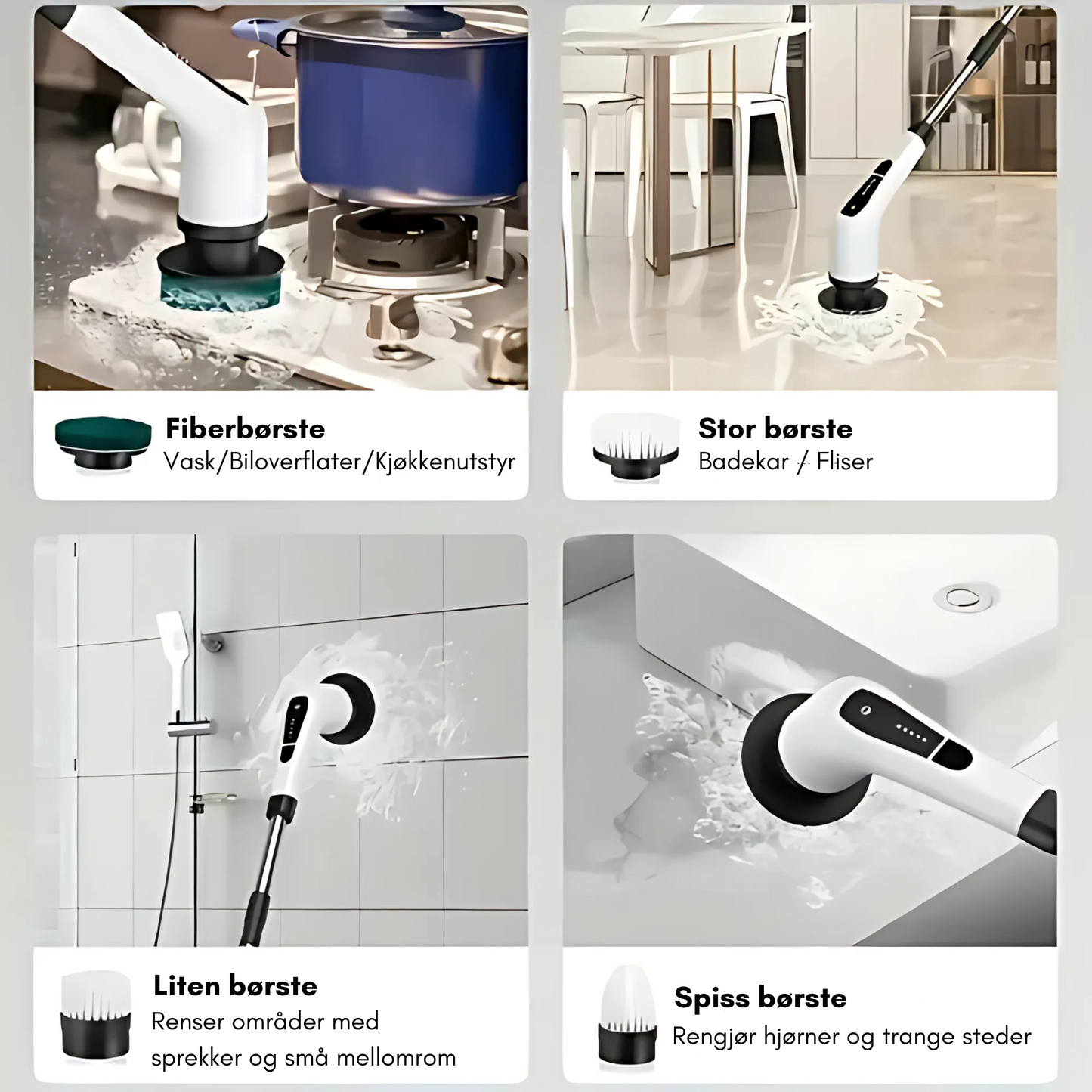 Kitchik PowerScrub Børstesett – 9 deler