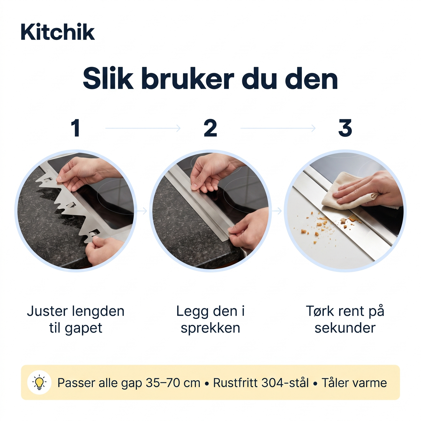 GapSeal — rustfrie lister som tetter komfyrsprekken
