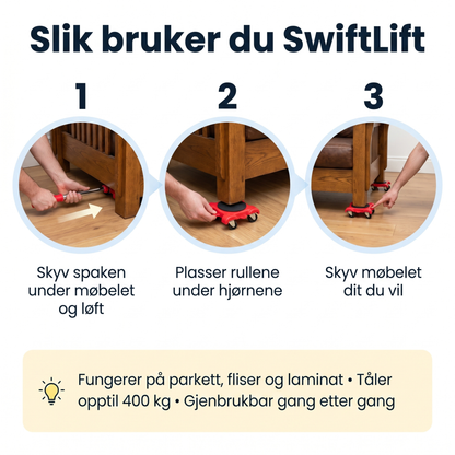 SwiftLift - Møbelflytter med hjul og løftespak