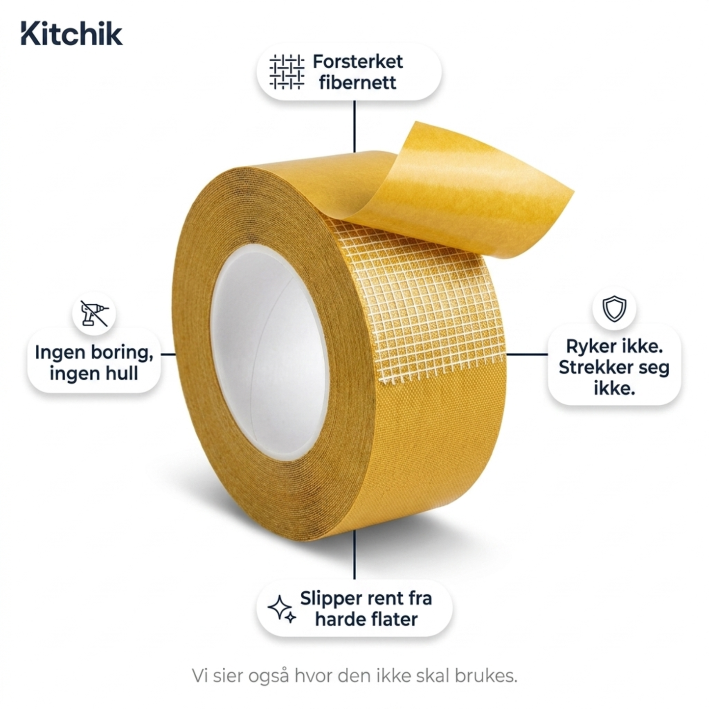 FiberGrip — dobbeltsidig teip med fibernett
